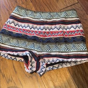Embroidered tribal print shorts